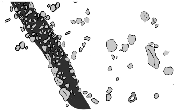 Archeological representation of objects.